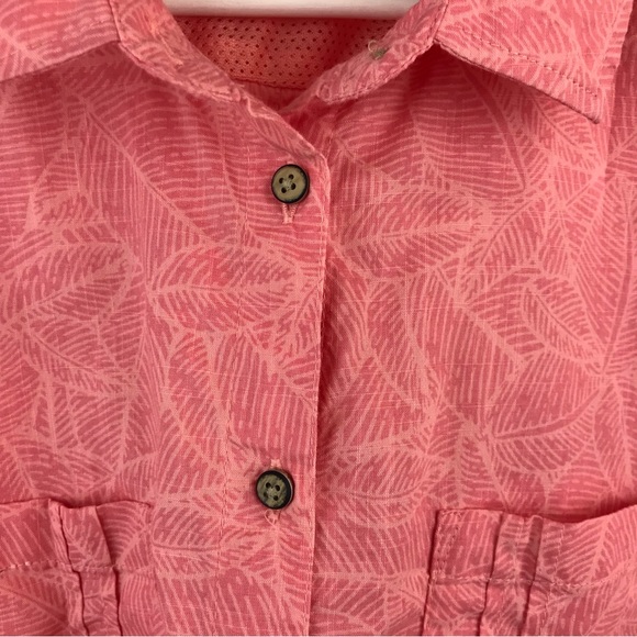 Mountain Warehouse Button Down Summer Shirt size 12, Coral Leaf Print Cotton - Picture 3 of 13